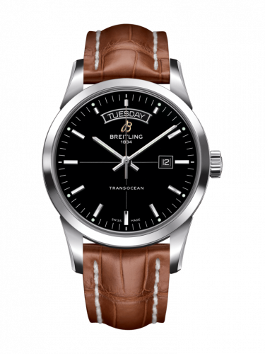 Breitling Transocean Day & Date Stainless Steel / Black / Croco / Pin A4531012/BB69/737P/A20BA.1 Breitling Transocean Day & Date Stainless Steel / Black / Croco / Pin A4531012/BB69/737P/A20BA.1