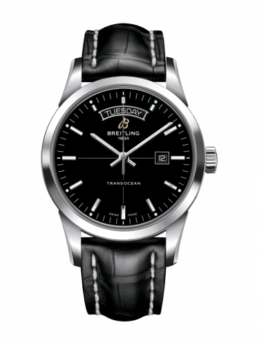 Breitling Transocean Day & Date Stainless Steel / Black / Croco / Folding A4531012/BB69/744P/A20D.1 Breitling Transocean Day & Date Stainless Steel / Black / Croco / Folding A4531012/BB69/744P/A20D.1