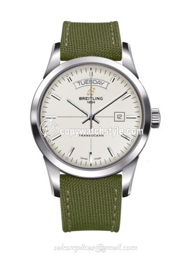 Breitling Transocean Day & Date Stainless Steel / Silver / Military / Pin A4531012/G751/106W/A20BA.1