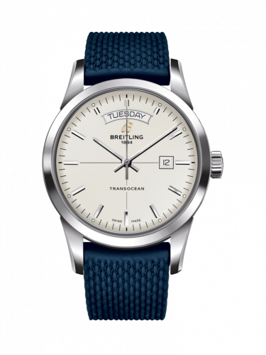 Breitling Transocean Day & Date Stainless Steel / Silver / Rubber / Pin A4531012/G751/280S/A20S.1