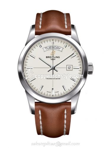 Breitling Transocean Day & Date Stainless Steel / Silver / Calf / Pin A4531012/G751/433X/A20BA.1 Breitling Transocean Day & Date Stainless Steel / Silver / Calf / Pin A4531012/G751/433X/A20BA.1
