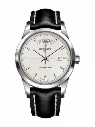 Breitling Transocean Day & Date Stainless Steel / Silver / Calf / Folding A4531012/G751/436X/A20D.1