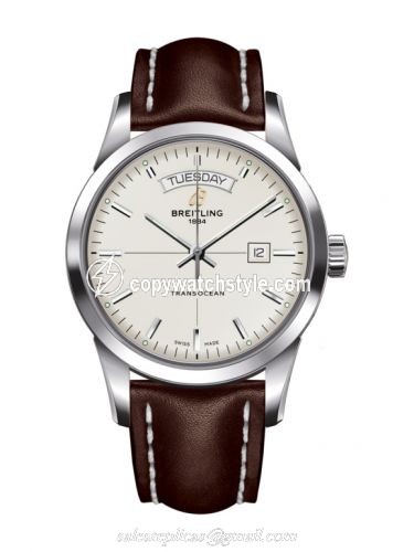 Breitling Transocean Day & Date Stainless Steel / Silver / Calf / Pin A4531012/G751/437X/A20BA.1 Breitling Transocean Day & Date Stainless Steel / Silver / Calf / Pin A4531012/G751/437X/A20BA.1