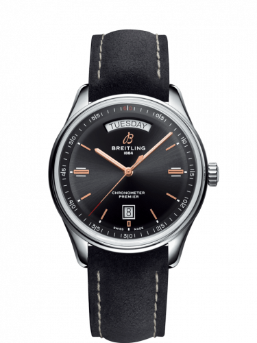 Breitling Premier Automatic Day & Date 40 Stainless Steel / Black / Nubuck Anthracite / Folding A45340241B1X1 Breitling Premier Automatic Day & Date 40 Stainless Steel / Black / Nubuck Anthracite / Folding A45340241B1X1