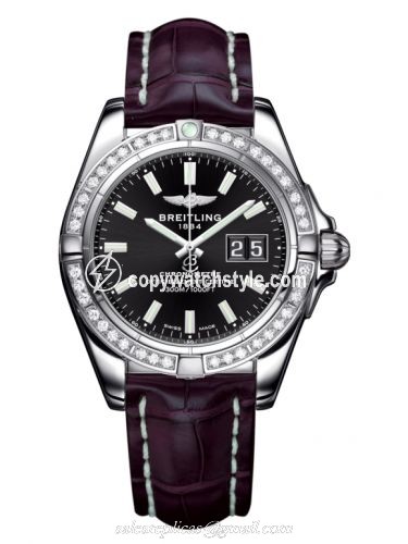 Breitling Galactic 41 Stainless Steel / Diamond / Onyx Black / Croco A49350LA.BE58.720P