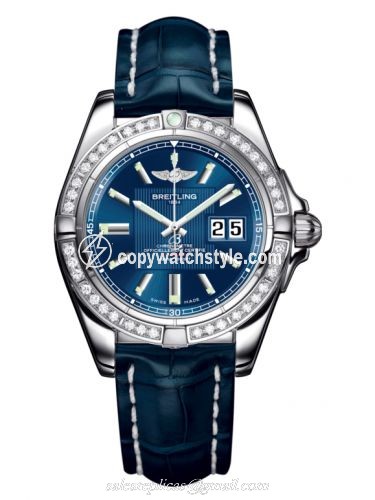 Breitling Galactic 41 Stainless Steel / Diamond / Metallica Blue / Croco A49350LA.C806.718P