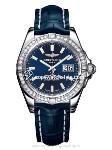 Breitling Galactic 41 Stainless Steel / Diamond / Horizon Blue / Croco A49350LA.C929.718P Breitling Galactic 41 Stainless Steel / Diamond / Horizon Blue / Croco A49350LA.C929.718P
