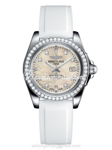 Breitling Galactic 32 Sleek Edition Stainless Steel / Diamond / Pearl Diamond / Rubber A7133053/A801/164S/A14S.1 Breitling Galactic 32 Sleek Edition Stainless Steel / Diamond / Pearl Diamond / Rubber A7133053/A801/164S/A14S.1