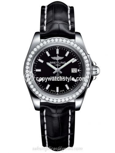 Breitling Galactic 32 Sleek Edition Stainless Steel / Diamond / Trophy Black / Croco A7133053/BF62/777P/A14BA.1