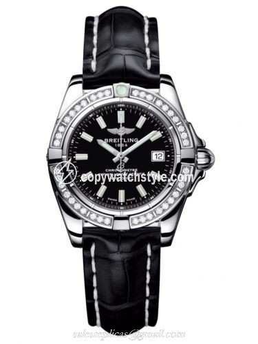 Breitling Galactic 32 Stainless Steel / Diamond / Onyx Black / Croco A71356LA.BE76.777P