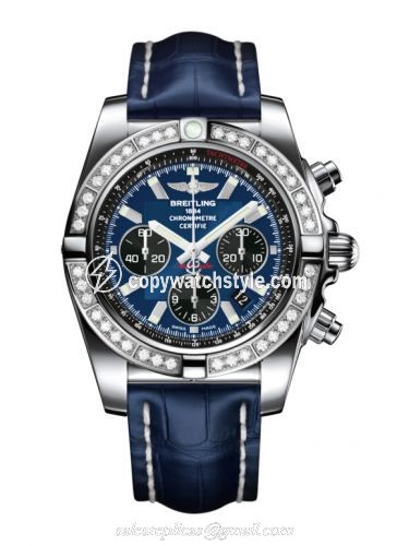 Breitling Chronomat 44 Stainless Steel / Diamond / Blackeye Blue / Croco AB011053.C789.731P