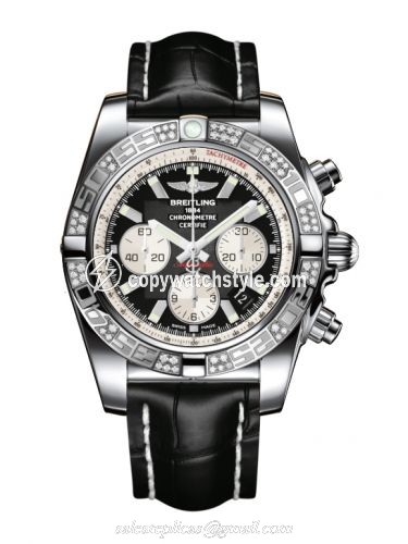 Breitling Chronomat 44 Stainless Steel / Diamond / Onyx Black / Croco AB0110AA.B967.743P Breitling Chronomat 44 Stainless Steel / Diamond / Onyx Black / Croco AB0110AA.B967.743P