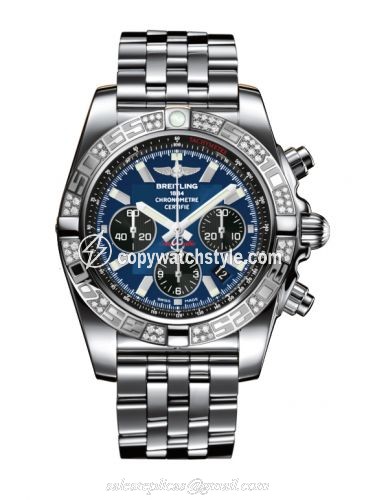 Breitling Chronomat 44 Stainless Steel / Diamond / Blackeye Blue / Bracelet AB0110AA.C789.375A