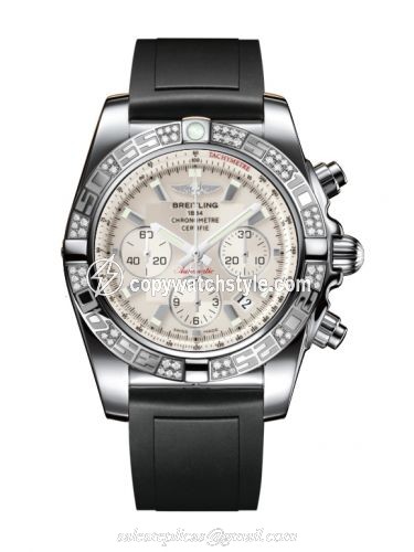 Breitling Chronomat 44 Stainless Steel / Diamond / Sierra Silver / Rubber AB0110AA.G684.131S Breitling Chronomat 44 Stainless Steel / Diamond / Sierra Silver / Rubber AB0110AA.G684.131S