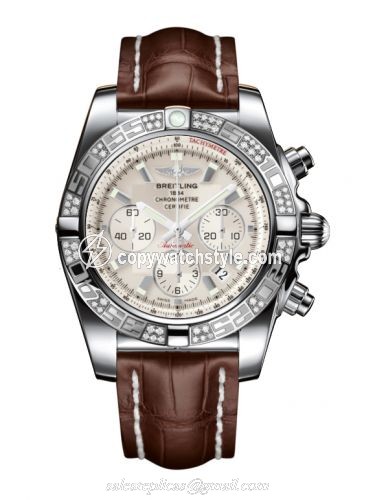 Breitling Chronomat 44 Stainless Steel / Diamond / Sierra Silver / Croco AB0110AA.G684.739P Breitling Chronomat 44 Stainless Steel / Diamond / Sierra Silver / Croco AB0110AA.G684.739P