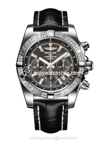 Breitling Chronomat 44 Stainless Steel / Diamond / Carbon Black / Croco AB0110AA.M524.743P
