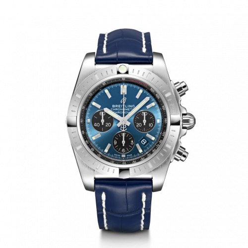 Breitling Chronomat B01 Chronograph 44 Stainless Steel / Blackeye Blue / Croco / Pin AB0115101C1P1 Breitling Chronomat B01 Chronograph 44 Stainless Steel / Blackeye Blue / Croco / Pin AB0115101C1P1
