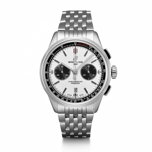 Breitling Premier B01 Chronograph 42 Stainless Steel / Silver / Croco / Pin AB0118221G1A1 Breitling Premier B01 Chronograph 42 Stainless Steel / Silver / Croco / Pin AB0118221G1A1