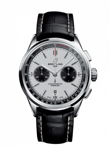 Breitling Premier B01 Chronograph 42 Stainless Steel / Silver / Croco / Pin AB0118221G1P2 Breitling Premier B01 Chronograph 42 Stainless Steel / Silver / Croco / Pin AB0118221G1P2