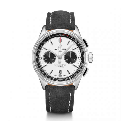 Breitling Premier B01 Chronograph 42 Stainless Steel / Silver / Anthracite Nubuck / Folding AB0118221G1X1