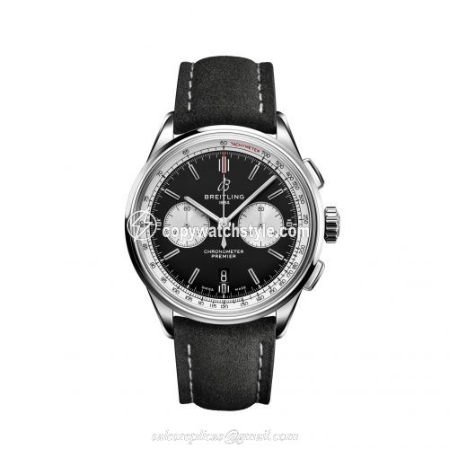 Breitling Premier B01 Chronograph 42 Stainless Steel / Black / Nubuck / Folding AB0118371B1X1