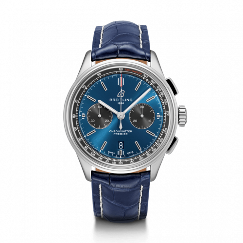 Breitling Premier B01 Chronograph 42 Stainless Steel / Blue / Croco / Pin AB0118A61C1P2 Breitling Premier B01 Chronograph 42 Stainless Steel / Blue / Croco / Pin AB0118A61C1P2