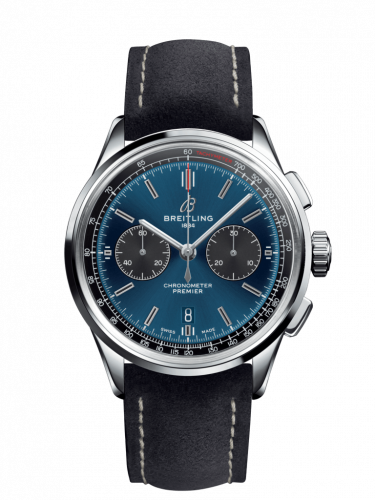 Breitling Premier B01 Chronograph 42 Stainless Steel / Blue / Anthracite Nubuck / Pin AB0118A61C1X4 Breitling Premier B01 Chronograph 42 Stainless Steel / Blue / Anthracite Nubuck / Pin AB0118A61C1X4