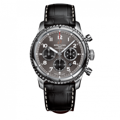 Breitling Aviator 8 B01 Chronograph 43 Stainless Steel / Anthracite / Croco / Pin AB0119131B1P1 Breitling Aviator 8 B01 Chronograph 43 Stainless Steel / Anthracite / Croco / Pin AB0119131B1P1