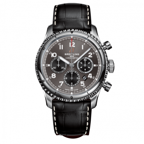 Breitling Aviator 8 B01 Chronograph 43 Stainless Steel / Anthracite / Croco / Folding AB0119131B1P2 Breitling Aviator 8 B01 Chronograph 43 Stainless Steel / Anthracite / Croco / Folding AB0119131B1P2