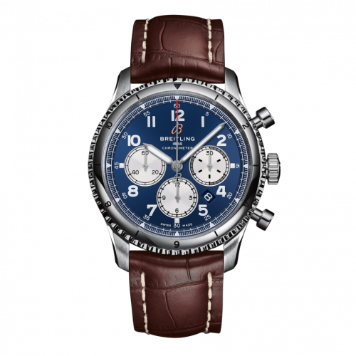 Breitling Aviator 8 B01 Chronograph 43 Stainless Steel / Blue / Croco / Folding AB0119131C1P4 Breitling Aviator 8 B01 Chronograph 43 Stainless Steel / Blue / Croco / Folding AB0119131C1P4