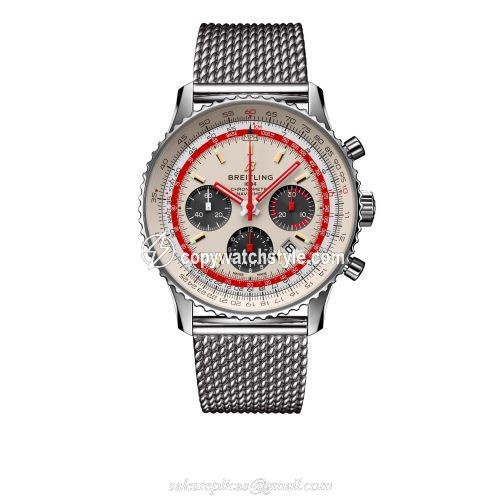 Breitling Navitimer 1 B01 Chronograph 43 Stainless Steel / Airline Editions TWA / Calf / Mesh AB01219A1G1A1 Breitling Navitimer 1 B01 Chronograph 43 Stainless Steel / Airline Editions TWA / Calf / Mesh AB01219A1G1A1