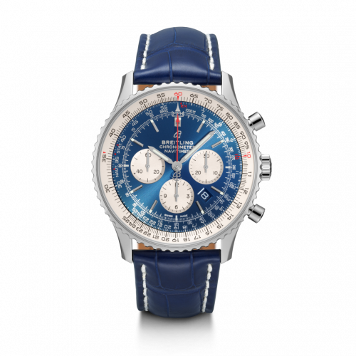 Breitling Navitimer 1 B01 Chronograph 46 Stainless Steel / Aurora Blue / Croco / Folding AB0127211C1P2 Breitling Navitimer 1 B01 Chronograph 46 Stainless Steel / Aurora Blue / Croco / Folding AB0127211C1P2
