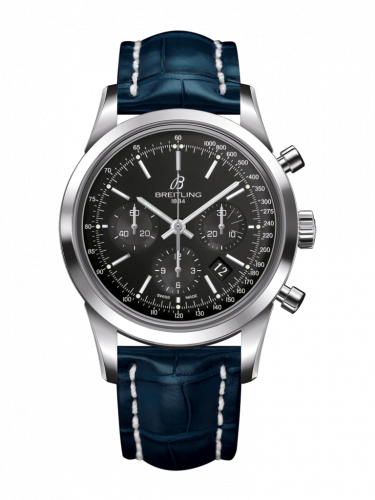Breitling Transocean Chronograph Stainless Steel / Black / Croco / Folding AB015212/BA99/732P/A20D.1 Breitling Transocean Chronograph Stainless Steel / Black / Croco / Folding AB015212/BA99/732P/A20D.1