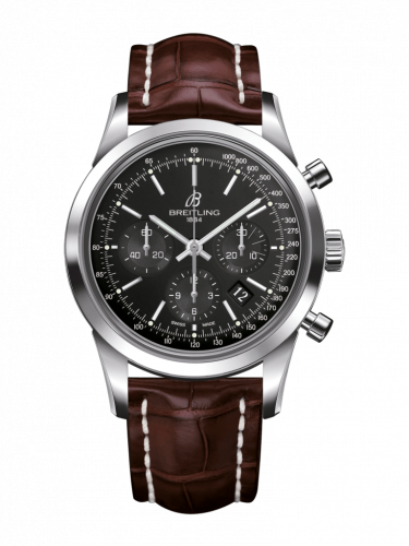 Breitling Transocean Chronograph Stainless Steel / Black / Croco / Folding AB015212/BA99/740P/A20D.1