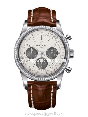 Breitling Transocean Chronograph Stainless Steel / Diamond / Panda / Croco AB015253.G724.737P Breitling Transocean Chronograph Stainless Steel / Diamond / Panda / Croco AB015253.G724.737P