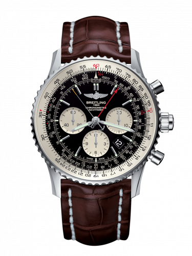 Breitling Navitimer Rattrapante Stainless Steel / Black / Croco / Pin AB031021/BF77/756P/A20BA.1