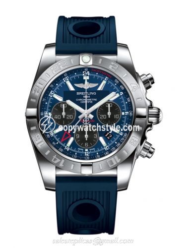 Breitling Chronomat 44 GMT Stainless Steel / Blackeye Blue / Rubber AB042011.C852.211S Breitling Chronomat 44 GMT Stainless Steel / Blackeye Blue / Rubber AB042011.C852.211S