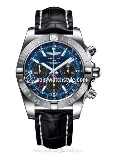 Breitling Chronomat 44 GMT Stainless Steel / Blackeye Blue / Croco AB042011.C852.743P Breitling Chronomat 44 GMT Stainless Steel / Blackeye Blue / Croco AB042011.C852.743P