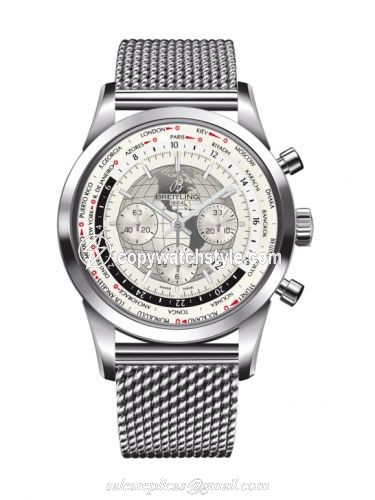 Breitling Transocean Chronograph Unitime Stainless Steel / Silver / Milanese AB0510U0.A790.152A Breitling Transocean Chronograph Unitime Stainless Steel / Silver / Milanese AB0510U0.A790.152A