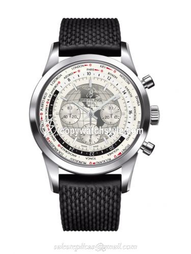Breitling Transocean Chronograph Unitime Stainless Steel / Silver / Rubber AB0510U0.A790.267S Breitling Transocean Chronograph Unitime Stainless Steel / Silver / Rubber AB0510U0.A790.267S