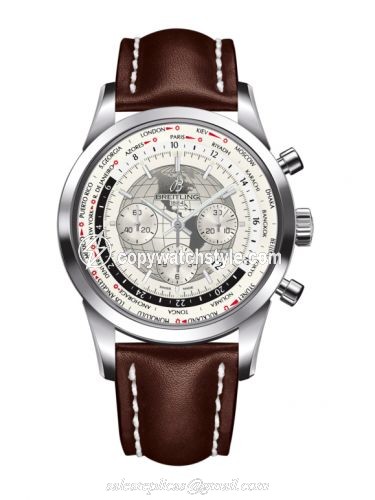 Breitling Transocean Chronograph Unitime Stainless Steel / Silver / Calf AB0510U0.A790.443X Breitling Transocean Chronograph Unitime Stainless Steel / Silver / Calf AB0510U0.A790.443X