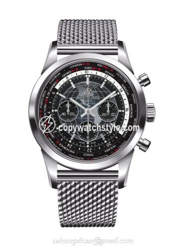 Breitling Transocean Chronograph Unitime Stainless Steel / Black / Milanese AB0510U4.BE84.152A Breitling Transocean Chronograph Unitime Stainless Steel / Black / Milanese AB0510U4.BE84.152A