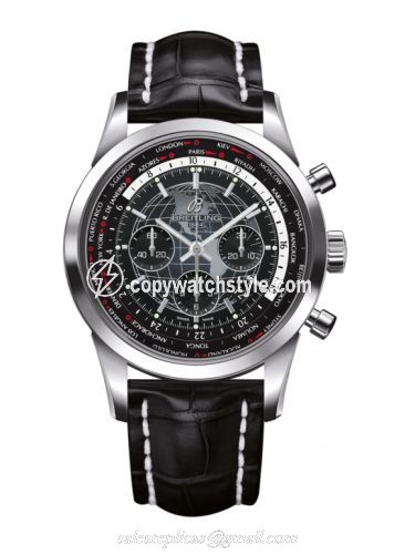 Breitling Transocean Chronograph Unitime Stainless Steel / Black / Croco AB0510U4.BE84.760P Breitling Transocean Chronograph Unitime Stainless Steel / Black / Croco AB0510U4.BE84.760P