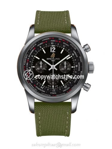 Breitling Transocean Chronograph Unitime Pilot Stainless Steel / Black / Military AB0510U6.BC26.105W