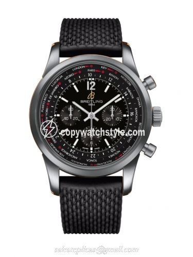 Breitling Transocean Chronograph Unitime Pilot Stainless Steel / Black / Rubber AB0510U6|BC26|267S
