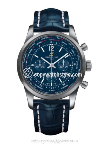 Breitling Transocean Chronograph Unitime Pilot Stainless Steel / Blue / Croco AB0510U9.C879.746P Breitling Transocean Chronograph Unitime Pilot Stainless Steel / Blue / Croco AB0510U9.C879.746P