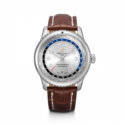 Breitling Navitimer 8 B35 Automatic Unitime 43 Stainless Steel / Silver / Brown Croco / Pin AB3521U01G1P1 Breitling Navitimer 8 B35 Automatic Unitime 43 Stainless Steel / Silver / Brown Croco / Pin AB3521U01G1P1