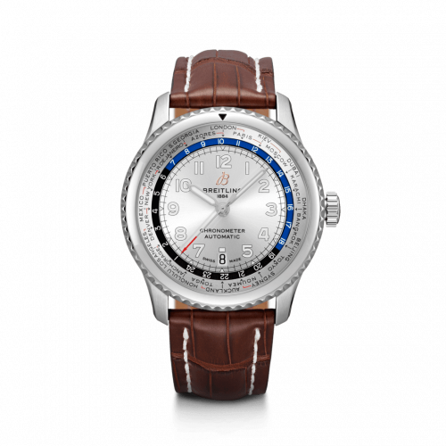 Breitling Navitimer 8 B35 Automatic Unitime 43 Stainless Steel / Silver / Brown Croco / Folding AB3521U01G1P3 Breitling Navitimer 8 B35 Automatic Unitime 43 Stainless Steel / Silver / Brown Croco / Folding AB3521U01G1P3