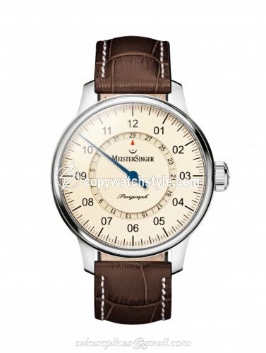 MeisterSinger Perigraph Stainless Steel / Cream / Strap BM1003 MeisterSinger Perigraph Stainless Steel / Cream / Strap BM1003