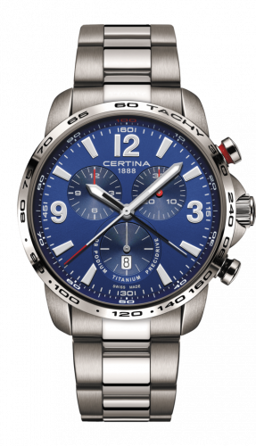 Certina DS Podium Big Size Chrono 1/100 Sec Titanium / Blue C001.647.44.047.00